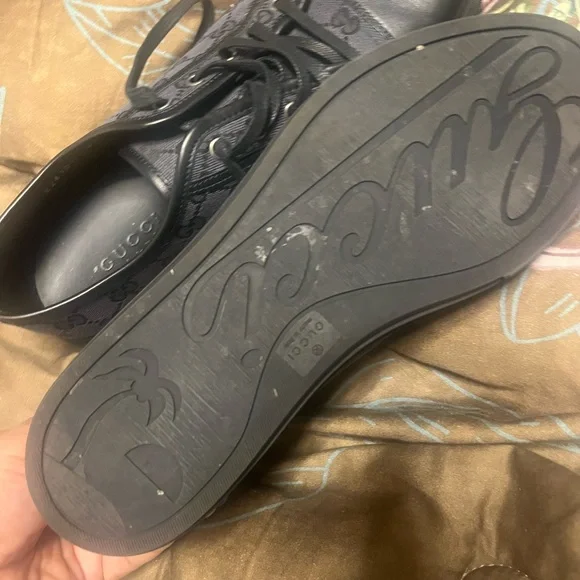 Gucci Black and Gray Lace-Up Sneakers
